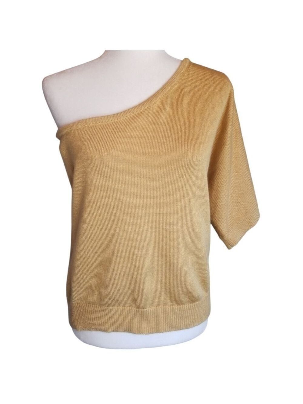 MICHAEL Michael Kors One-Shoulder Gold Sweater Large
